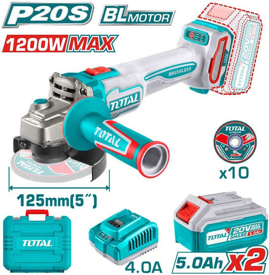 Total TAGLI2212532E - Τροχός 125mm Μπαταρίας Brushless 2x5Ah