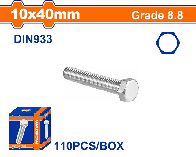 WADFOW - ΒΙΔΑ ΕΞΑΓΩΝΗ ΓΑΛΒ. 8.8 DIN933 10X40 110TEM (WXSP538A)